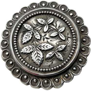 Charming Antique Sterling Victorian Brooch - Foli… - image 1