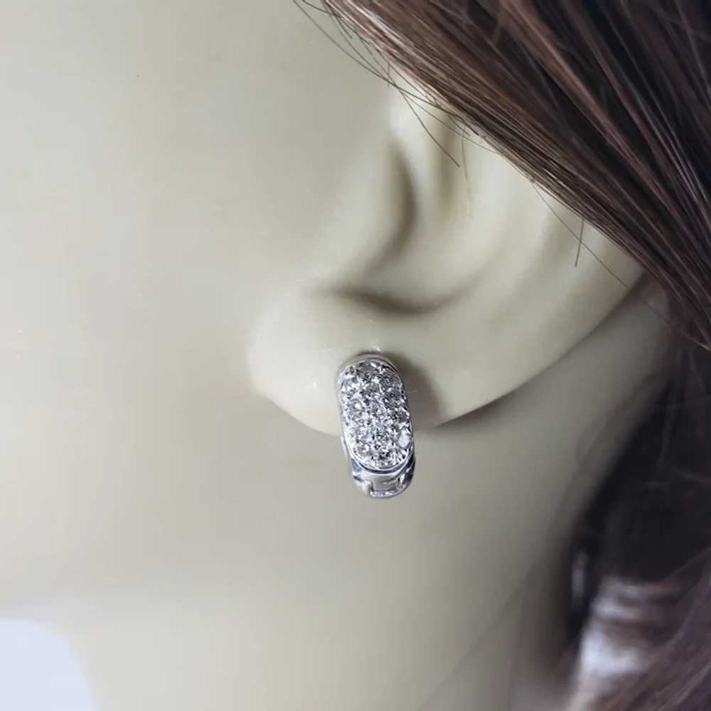 Vintage 14 Karat White Gold Diamond Huggie Earrin… - image 8