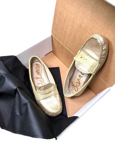 Designer Sam Edelman Driving Sage/Gold Loafers sz 