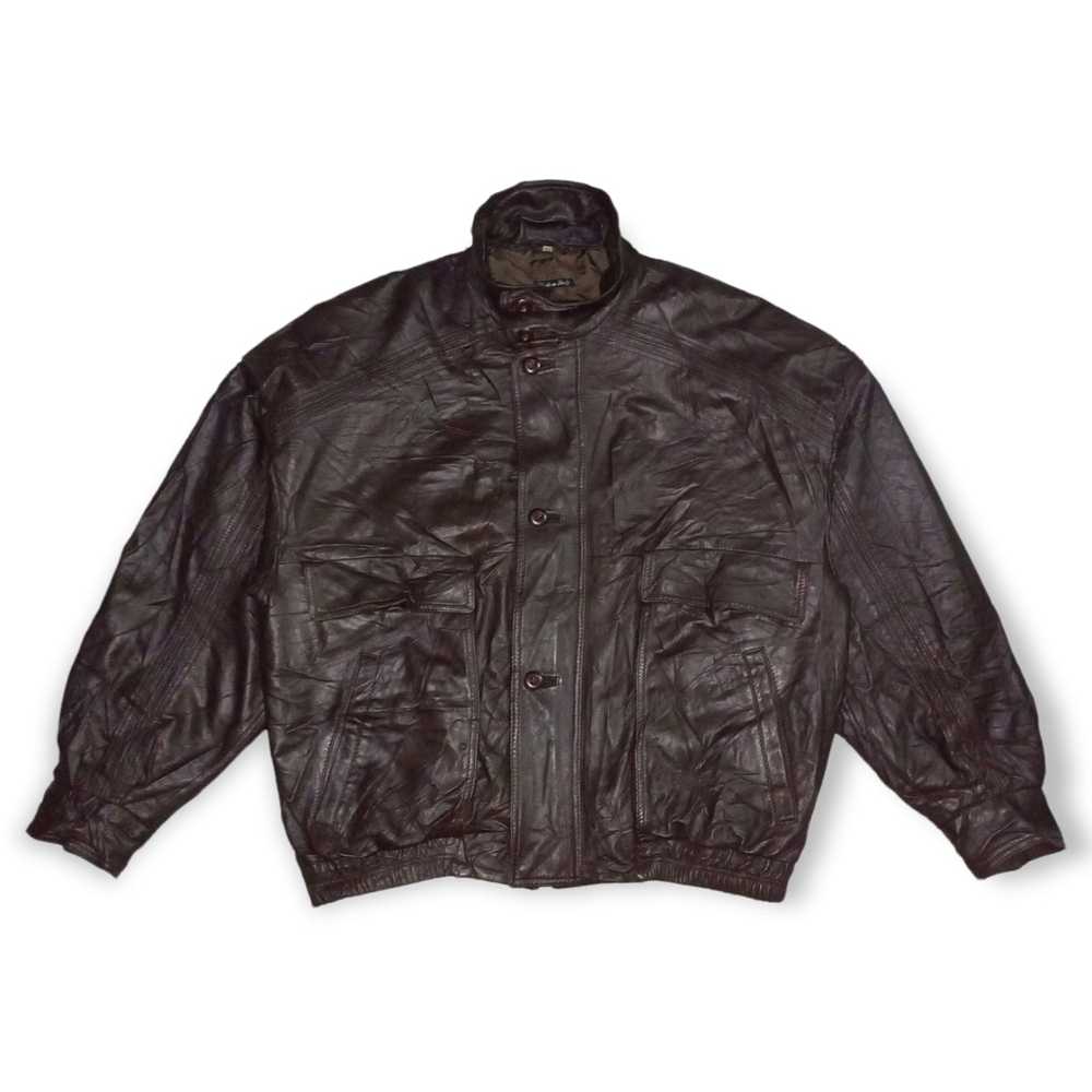 Bally Vintage Men's Leather Moto Bomber Jacket Ba… - image 1