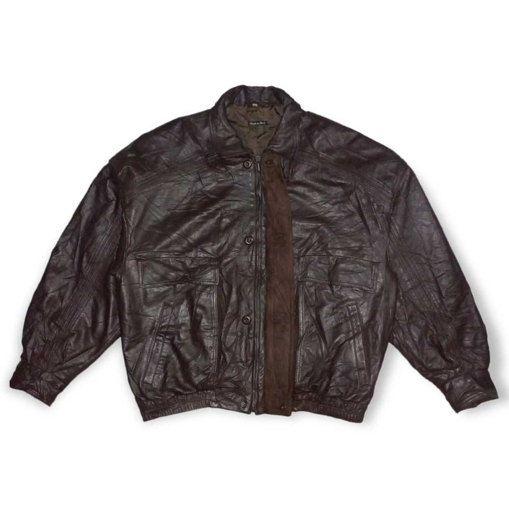 Bally Vintage Men's Leather Moto Bomber Jacket Ba… - image 2