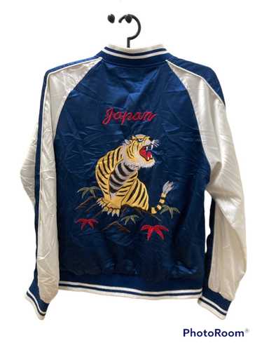 HANATABIGAKUDAN Taki Fuji White Tiger Embroidery Souvenir Jacket M