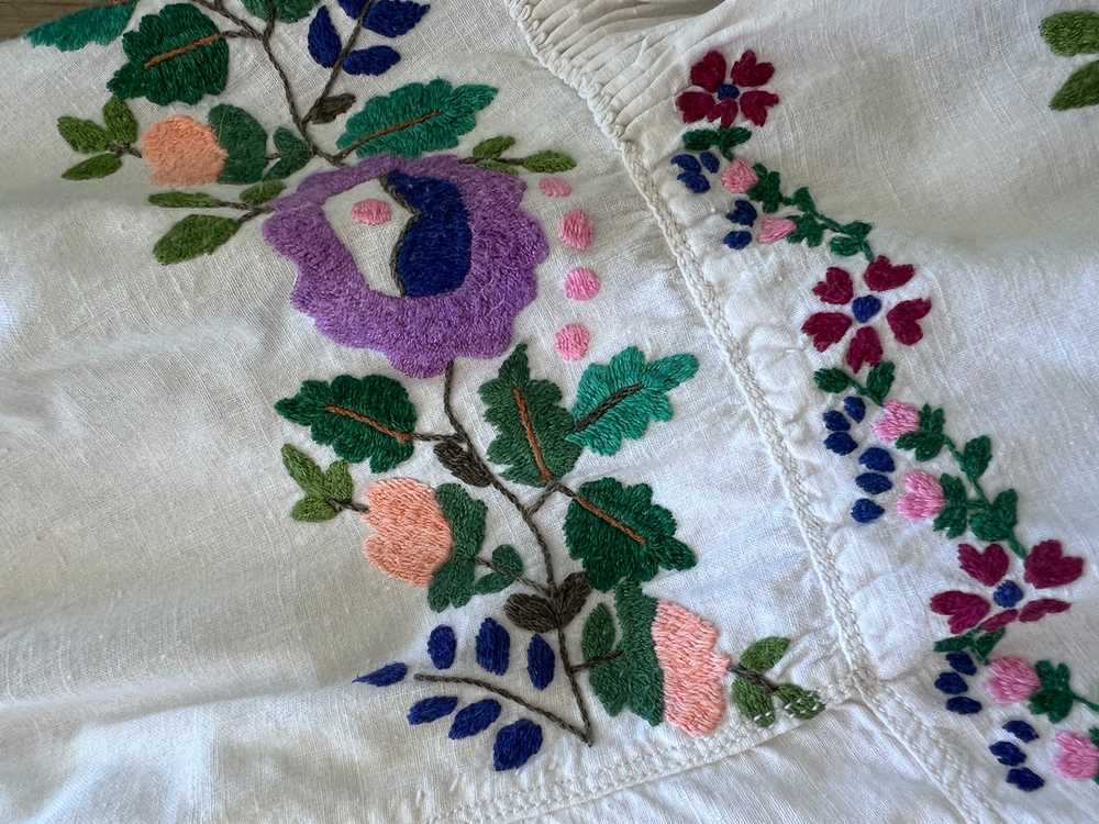 RARE! 1930's Homespun Cotton Colourful Floral Emb… - image 11