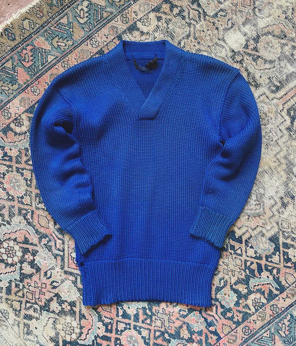 Vintage Blue Varsity Sweater - image 1