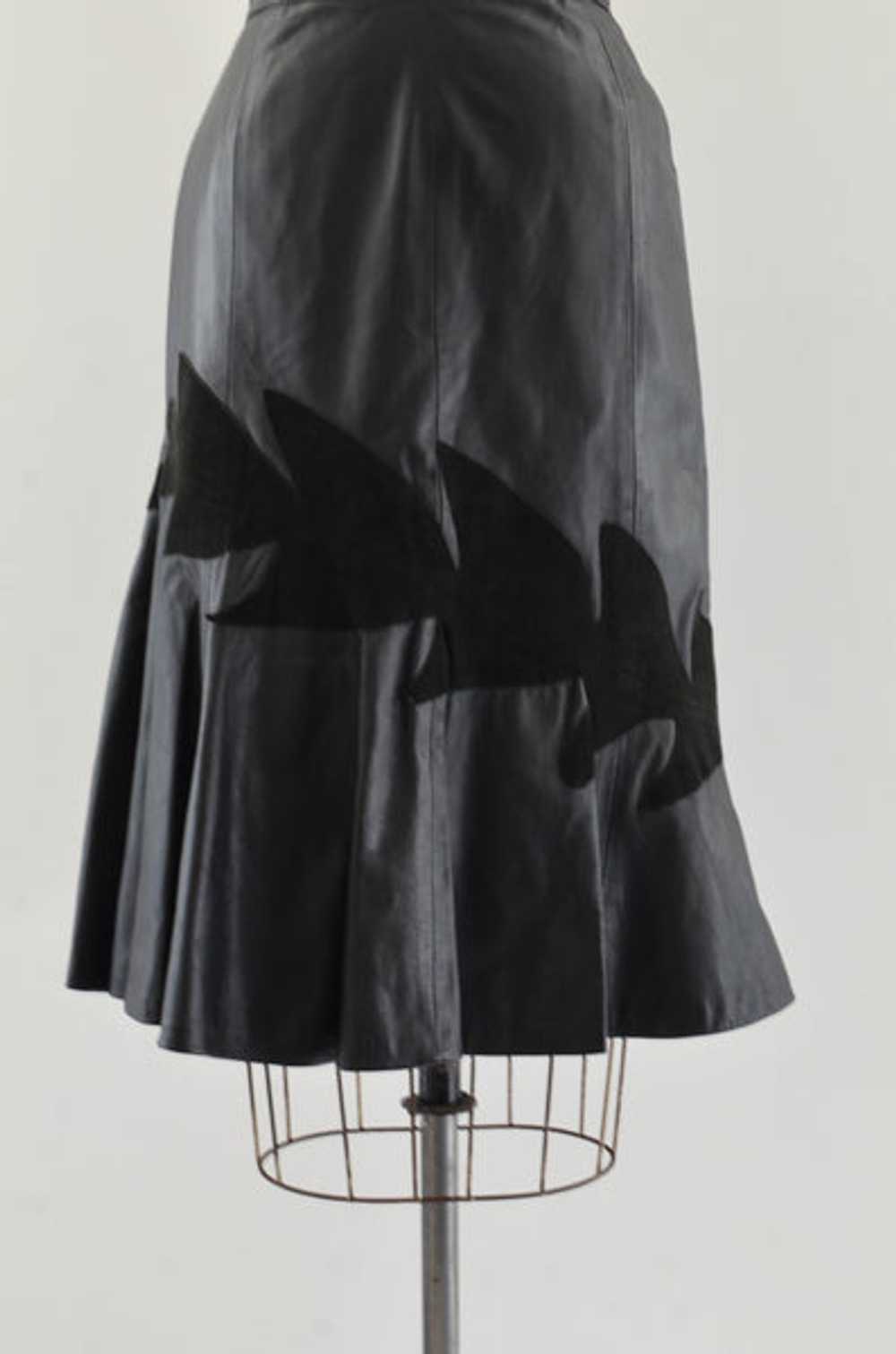 Flared Leather Skirt / XS S - image 2