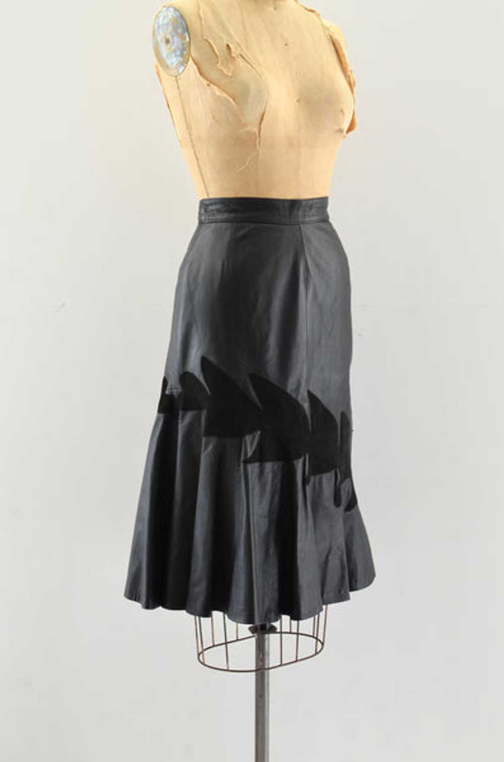 Flared Leather Skirt / XS S - image 4