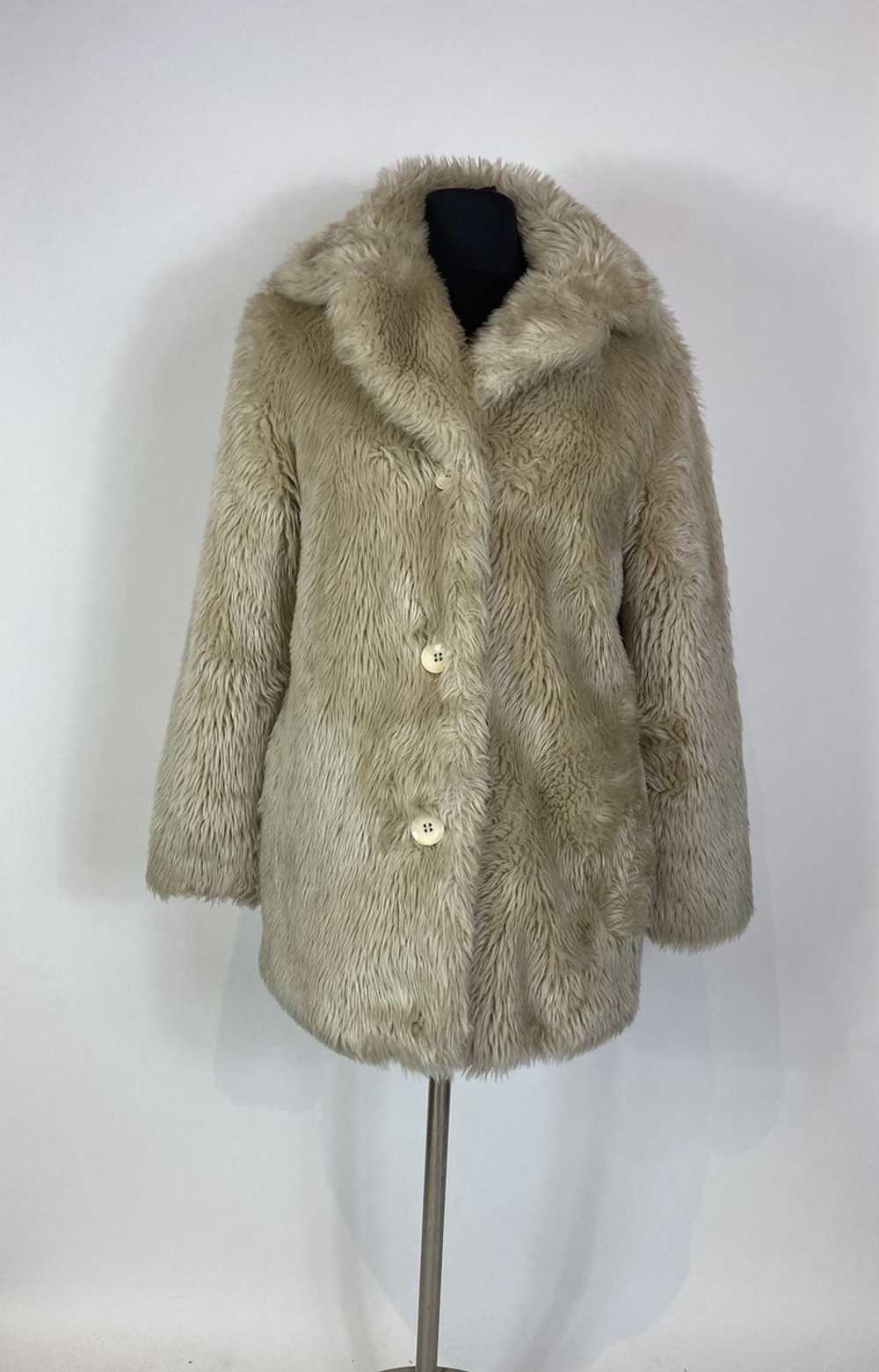 1990s - Y2K BNCI Beige Faux Fur Coat - image 1