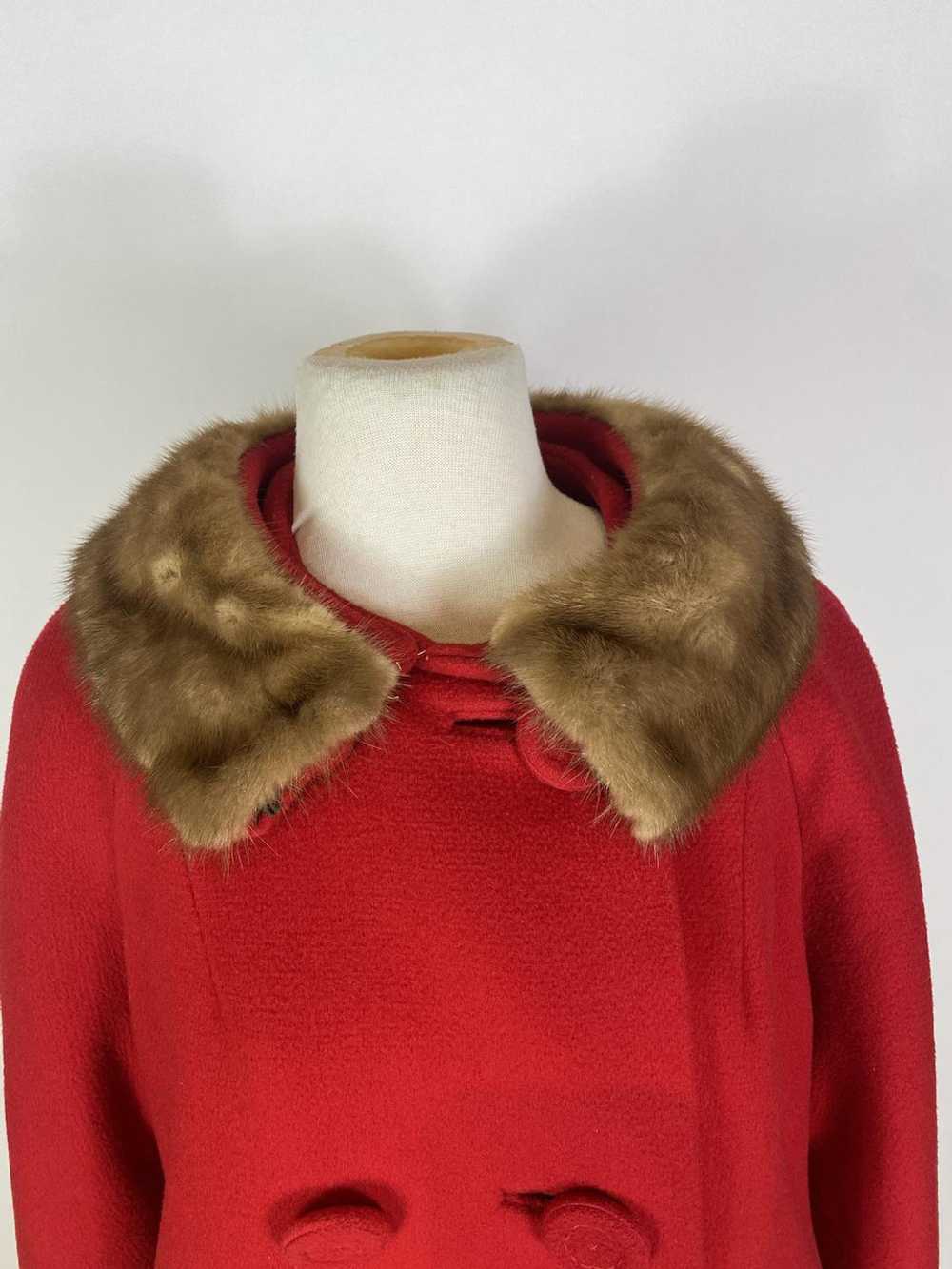 1960s Red Wool Mink Collar Coat - image 3