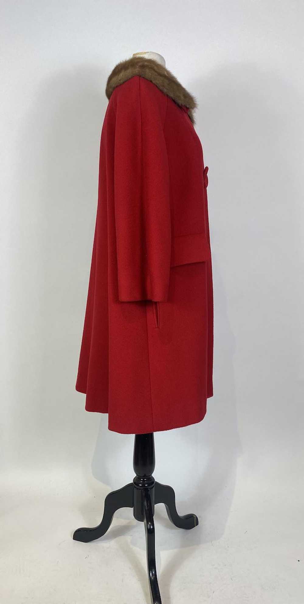 1960s Red Wool Mink Collar Coat - image 5
