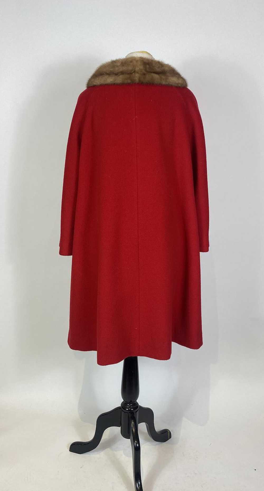 1960s Red Wool Mink Collar Coat - image 6