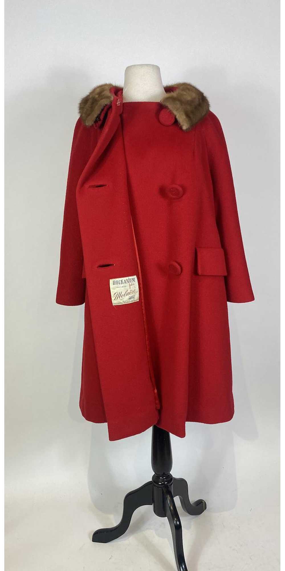 1960s Red Wool Mink Collar Coat - image 8