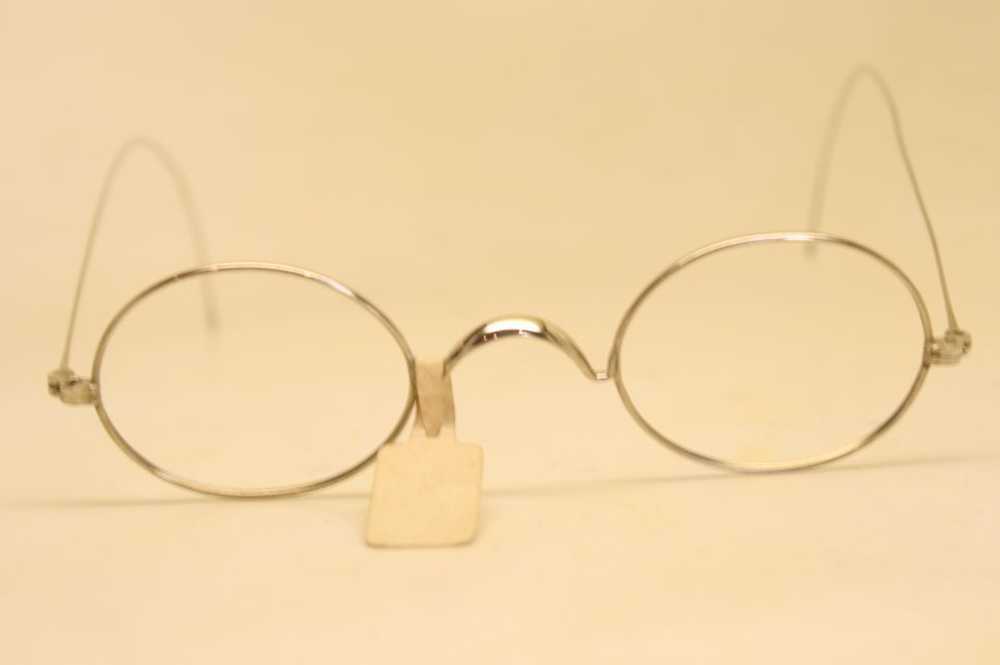 Unused Antique Wire Rim Silver Oval Eyeglasses Ca… - image 1