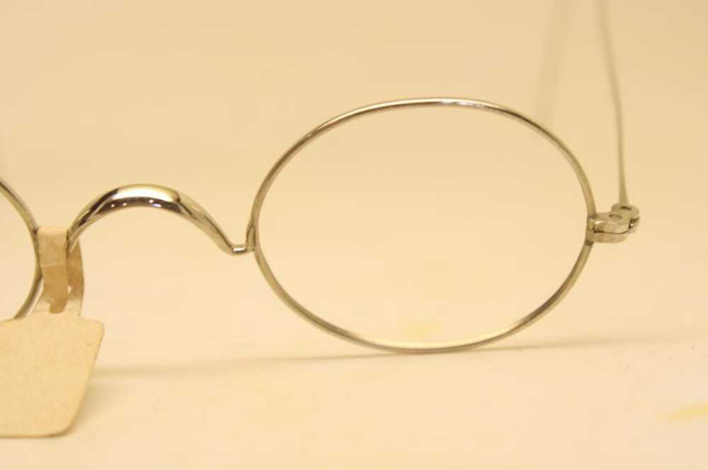 Unused Antique Wire Rim Silver Oval Eyeglasses Ca… - image 3