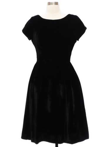 1960's Black Velvet Prom Or Cocktail Dress