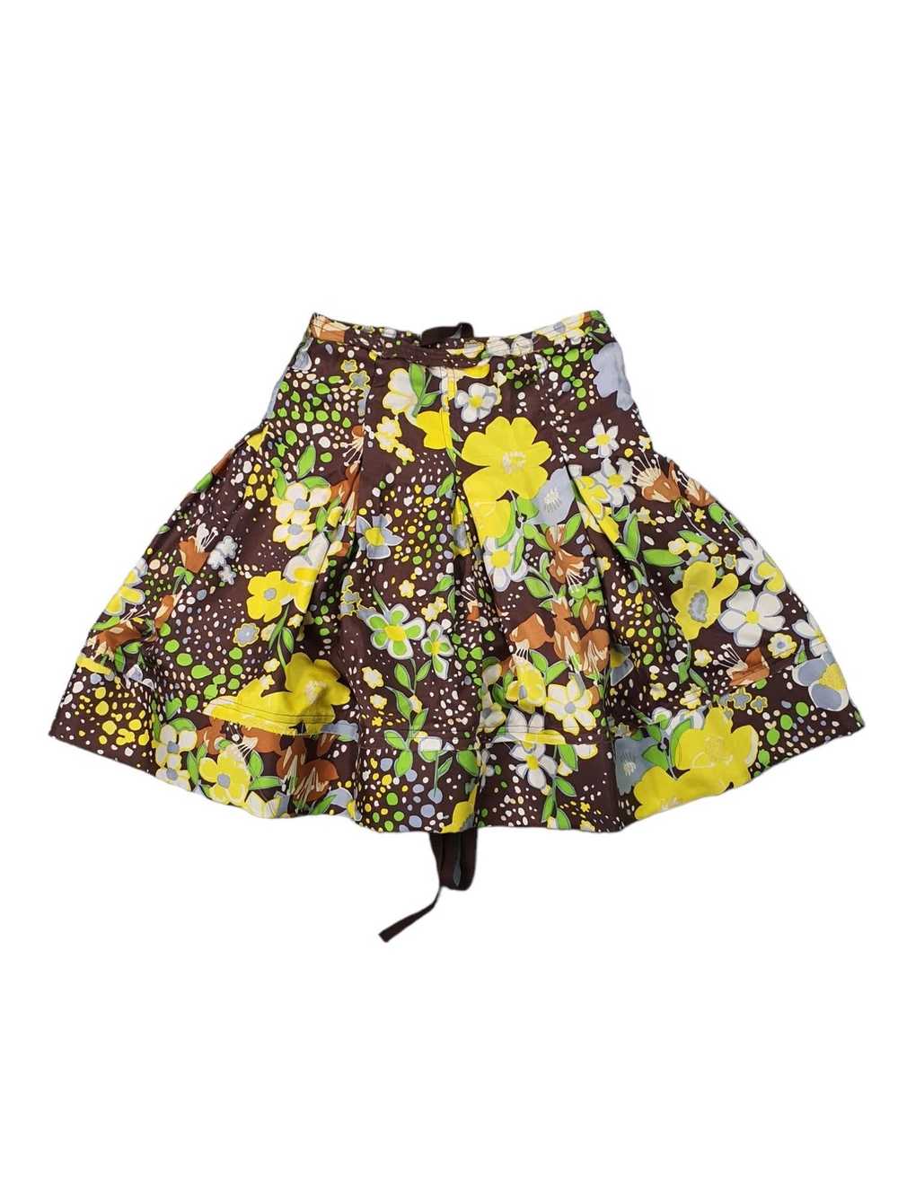 Patrizia Pepe Brown Floral Pattern Silk Skirt Siz… - image 1