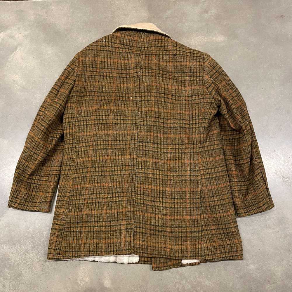 Vintage 40s/50s VTG Brown Wool Plaid Deep Pile Fu… - image 10