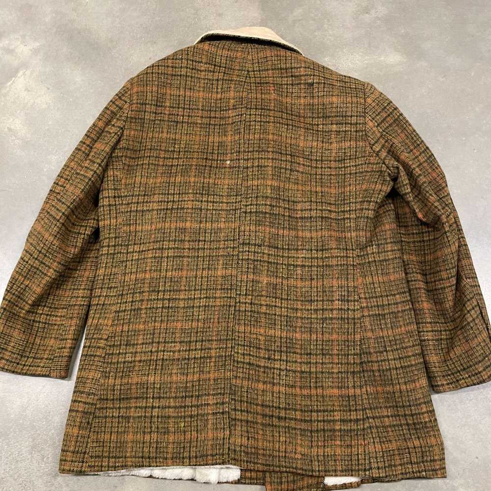 Vintage 40s/50s VTG Brown Wool Plaid Deep Pile Fu… - image 12