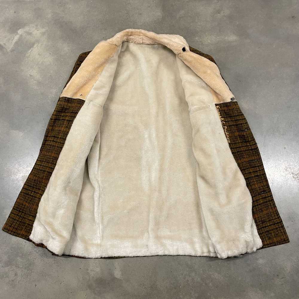 Vintage 40s/50s VTG Brown Wool Plaid Deep Pile Fu… - image 8