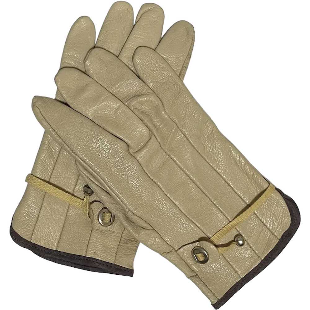 Vintage Goatskin Leather Men's Wrist Gloves - image 1