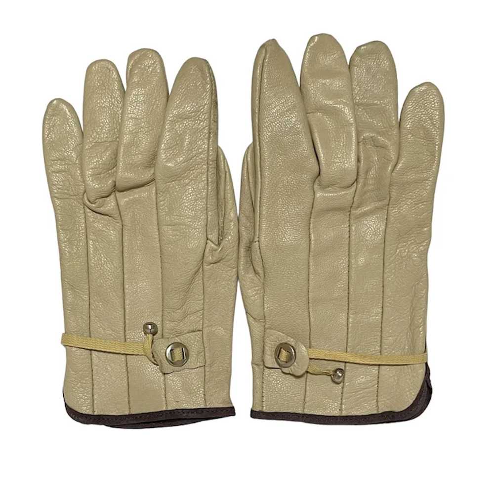 Vintage Goatskin Leather Men's Wrist Gloves - image 2