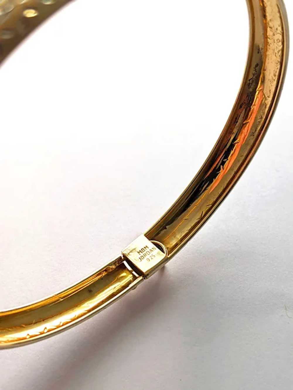 Sterling Silver Etched Gold Wash Bangle Bracelet - image 11