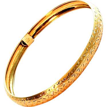 Sterling Silver Etched Gold Wash Bangle Bracelet - image 1