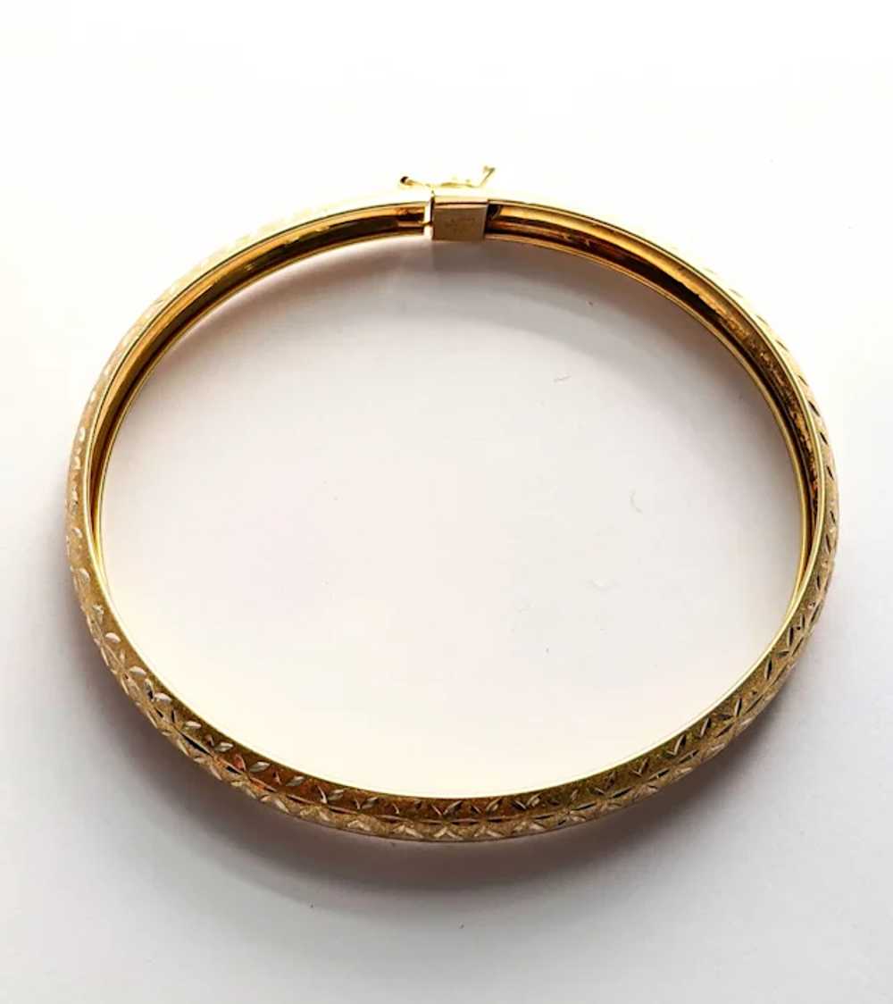 Sterling Silver Etched Gold Wash Bangle Bracelet - image 6