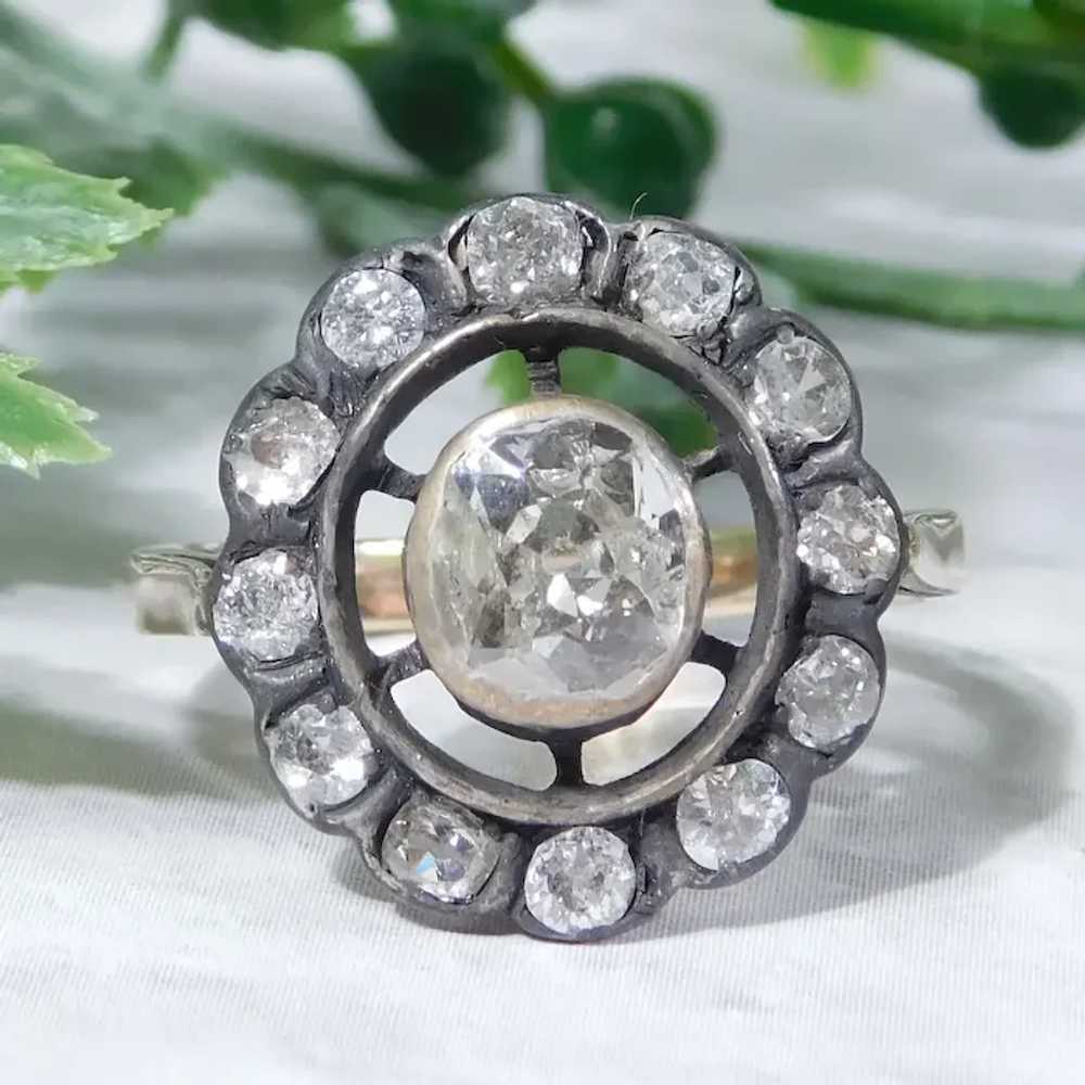 Stunning Victorian .94ctw Diamond Halo Ring 10K Y… - image 2