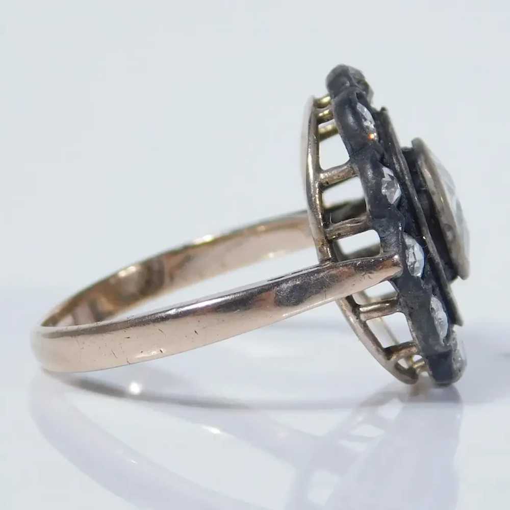 Stunning Victorian .94ctw Diamond Halo Ring 10K Y… - image 3