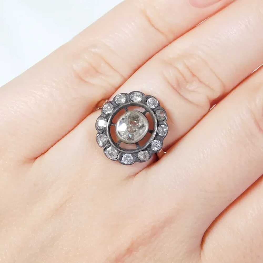 Stunning Victorian .94ctw Diamond Halo Ring 10K Y… - image 5
