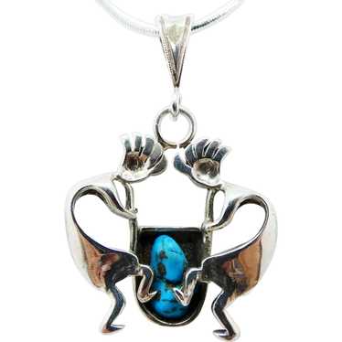 Sterling Silver Turquoise Kokopelli Pendant