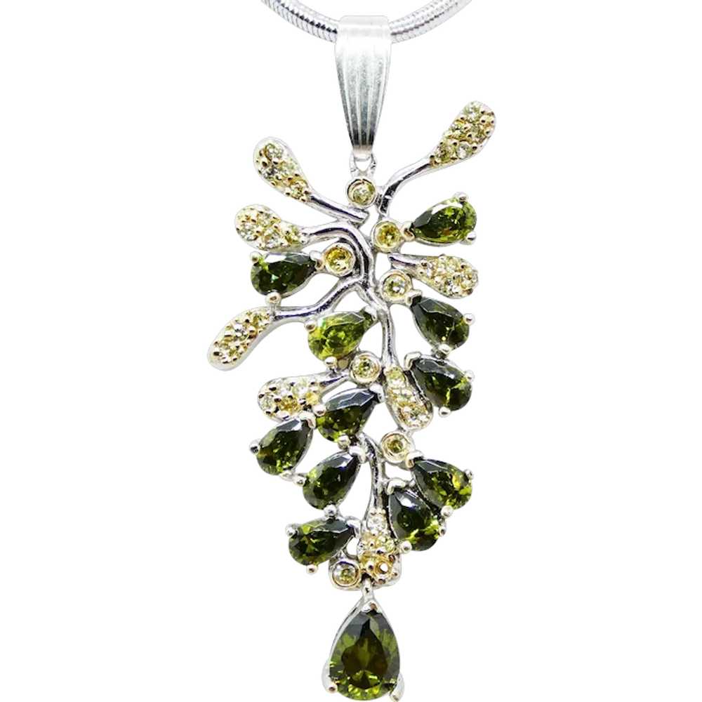 Sterling Silver Tourmaline Bladderwrack Seaweed P… - image 1