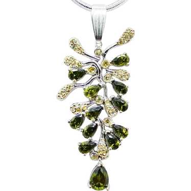 Sterling Silver Tourmaline Bladderwrack Seaweed P… - image 1