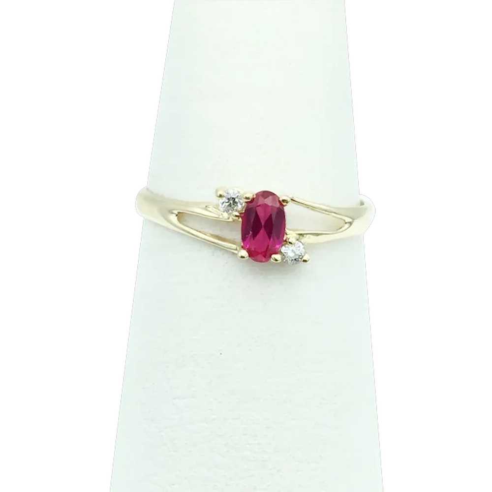 10K Lab Ruby & Cubic Zirconia Ring - image 1