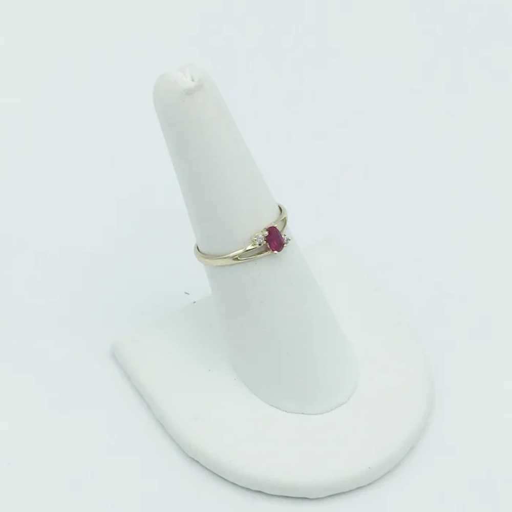 10K Lab Ruby & Cubic Zirconia Ring - image 2
