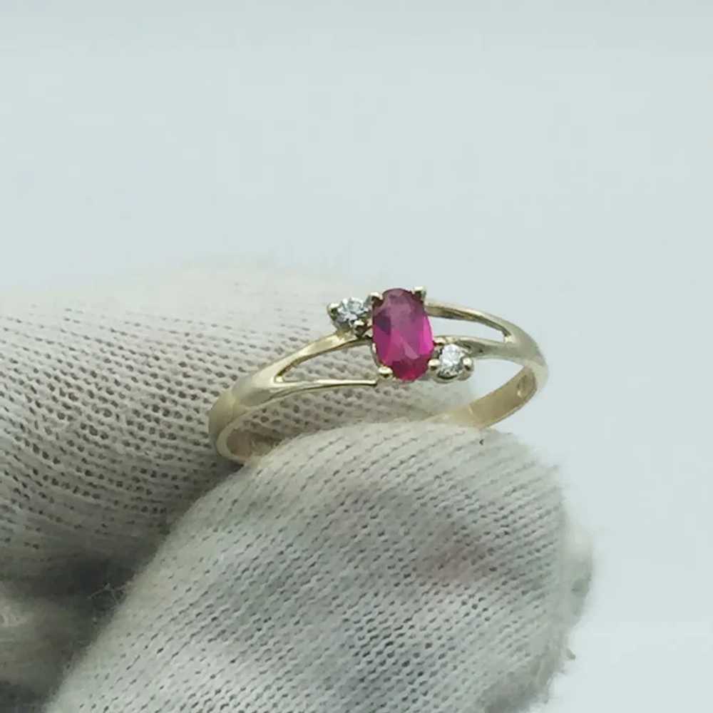 10K Lab Ruby & Cubic Zirconia Ring - image 5