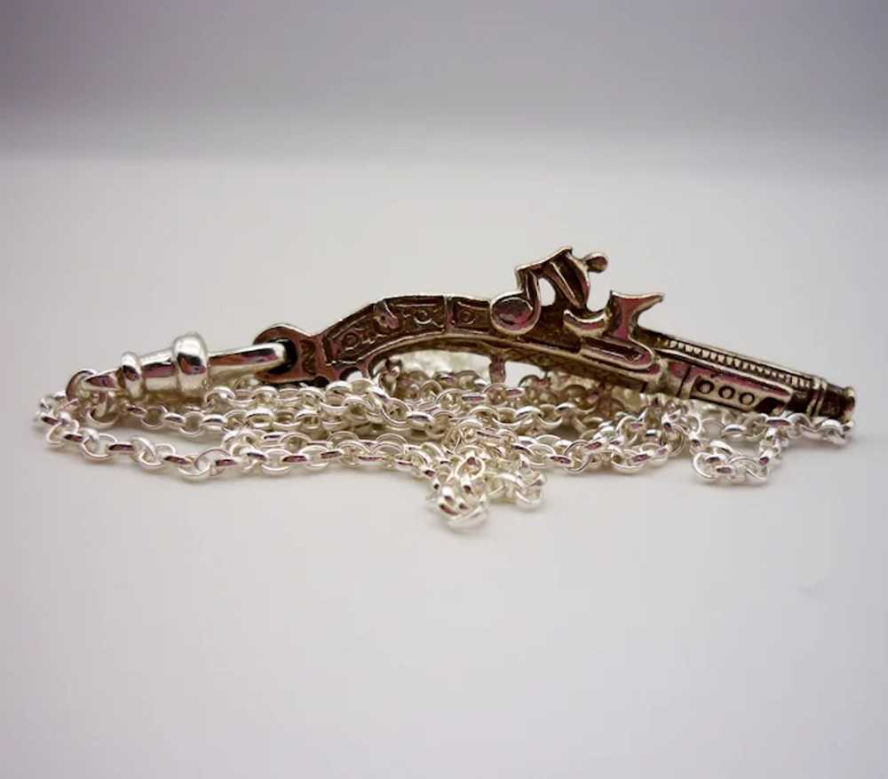 Vintage Silver Pistol Charm with Clasp on Belcher… - image 5