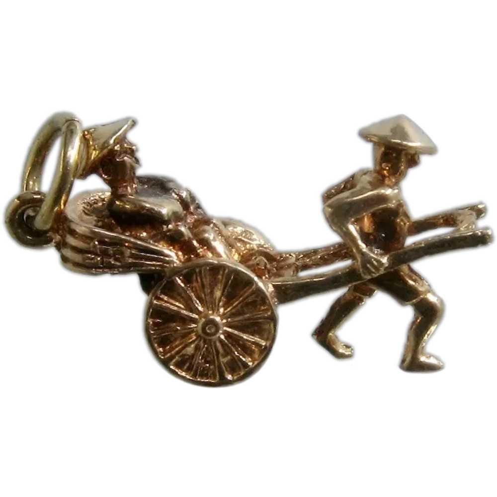 9K Gold British Rickshaw Charm - image 1