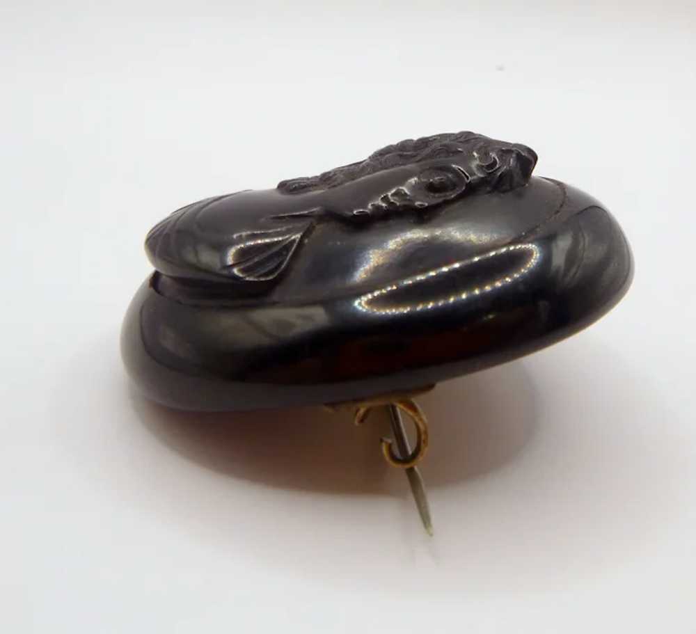 Antique Whitby Jet Mourning Brooch - image 4