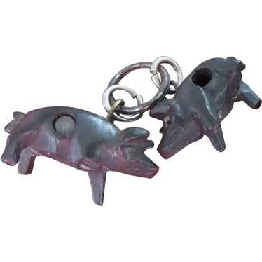 Two Stanhope Charms in Shape of Pigs 19th Century - image 1