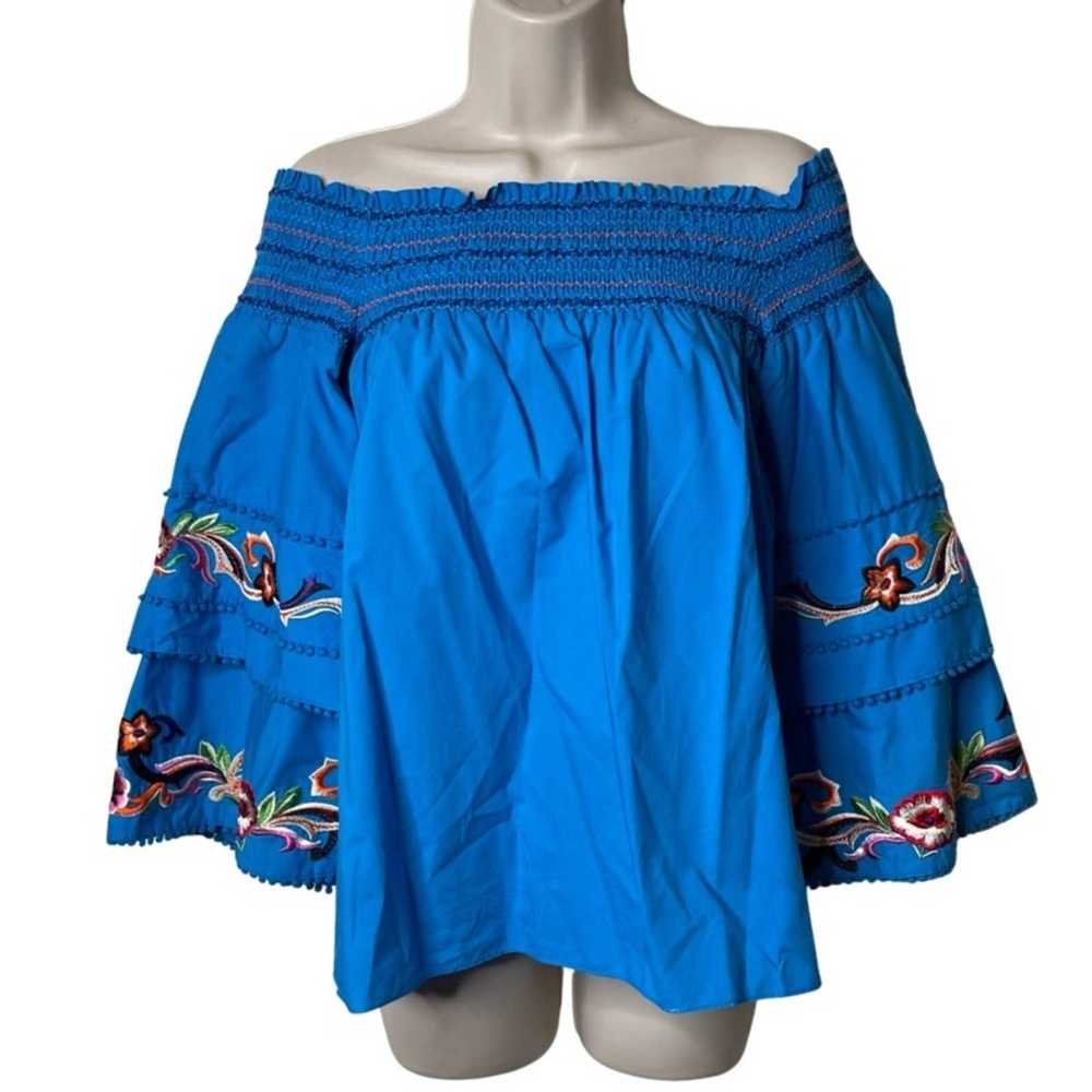 Parker Parker blue cotton cold shoulder bell slee… - image 1