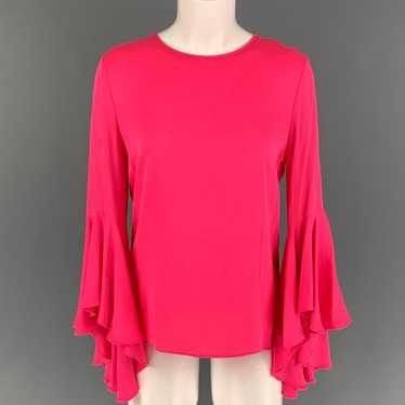Milly MILLY Pink Silk CrewNeck Bell Sleeves Blouse - image 1