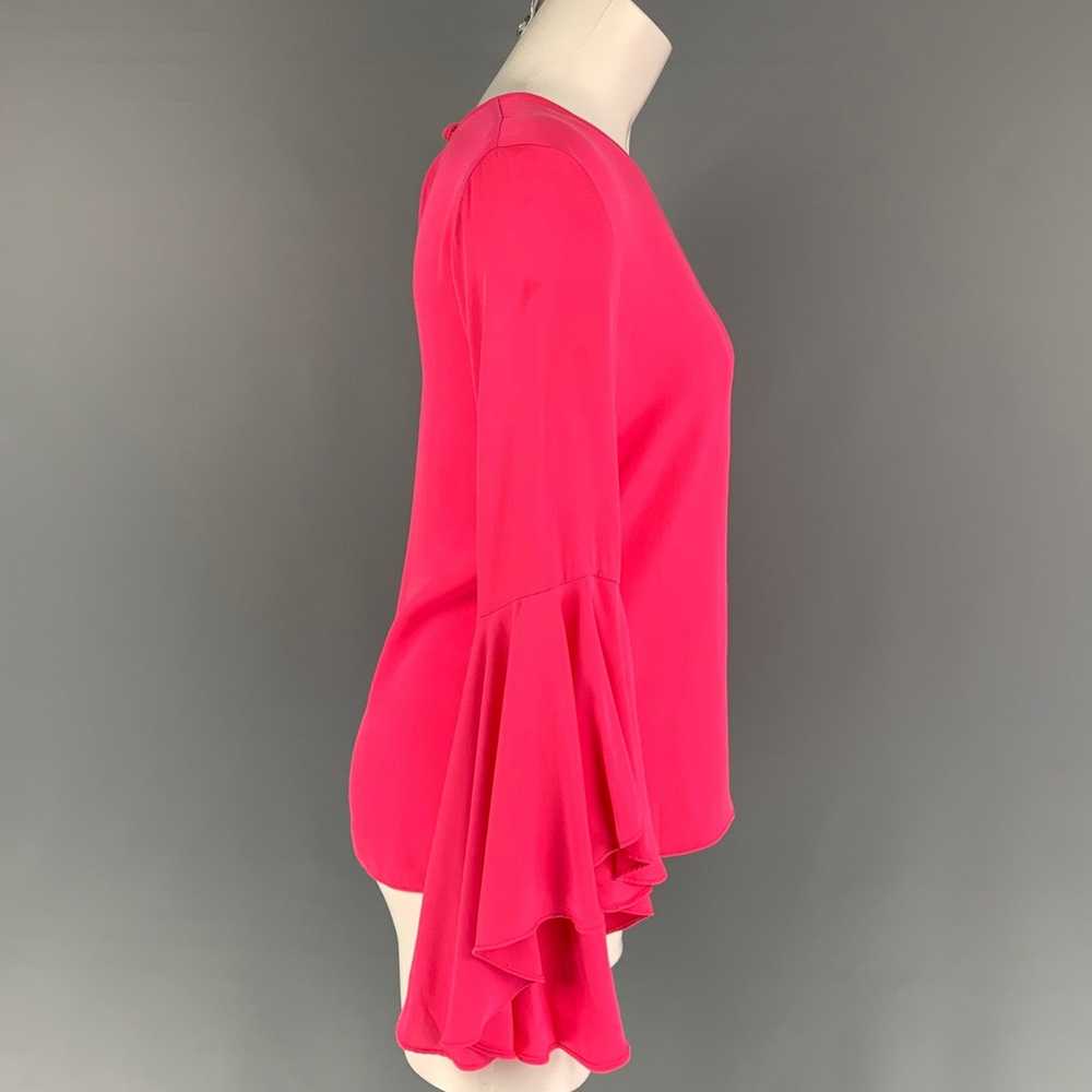Milly MILLY Pink Silk CrewNeck Bell Sleeves Blouse - image 2