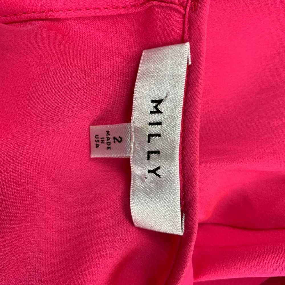 Milly MILLY Pink Silk CrewNeck Bell Sleeves Blouse - image 5