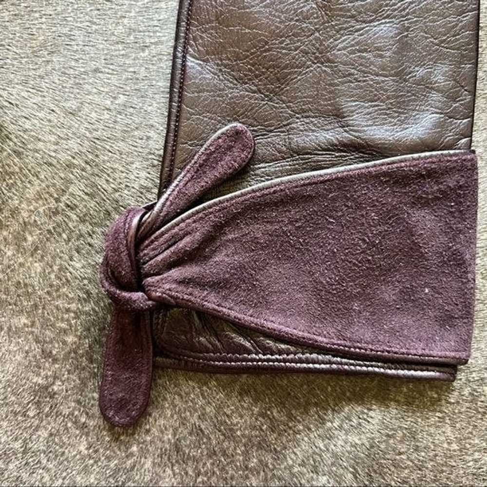 Leather × Vintage VTG Leather Suede Tie Gloves - image 4