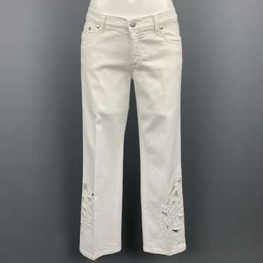 Blumarine White Denim Embroidered Cut Out Jeans - image 1