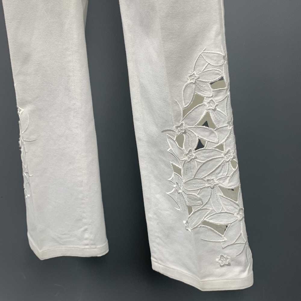 Blumarine White Denim Embroidered Cut Out Jeans - image 2