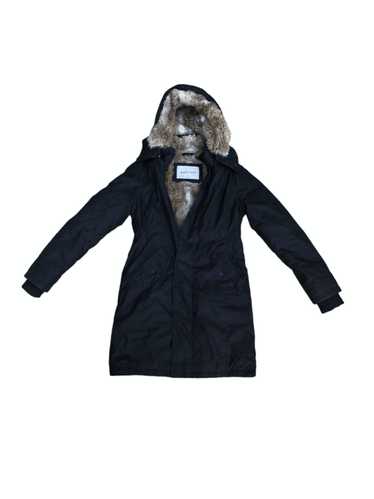 Aritizia Babaton Black Faux Fur Lined Parka Jacket Removable Hood Size SMALL