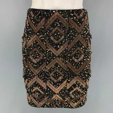 Allsaints Black Gold Nylon Sequined Pencil Skirt - image 1