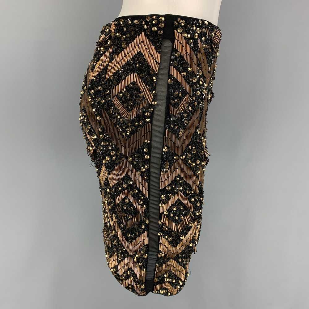 Allsaints Black Gold Nylon Sequined Pencil Skirt - image 2